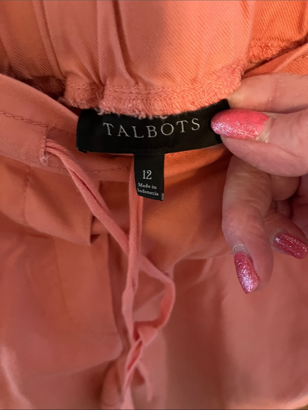 Talbots Women’s Coral-Orange Drawstring Capris NWOT - Picture 2 of 10